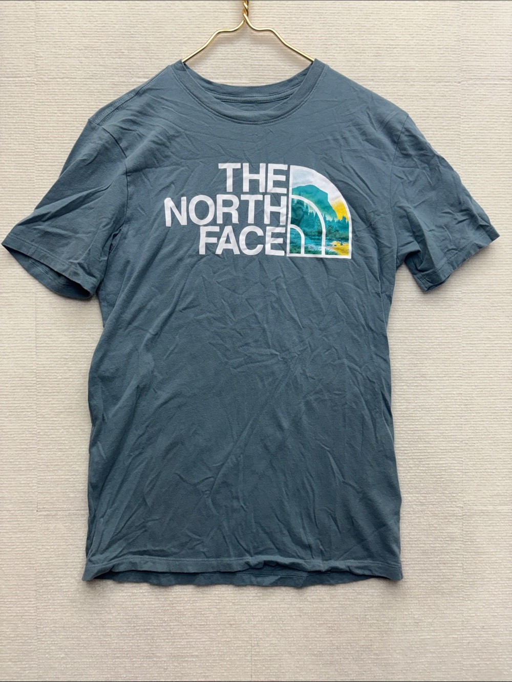 The North Face Men’s Graphic Crew Tee in Slate Blue with Multicolor Logo